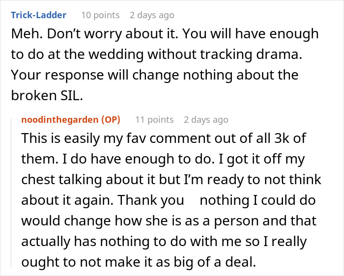 Screenshot of online discussion about wedding drama and handling issues related to another woman&rsquo;s actions at the event.