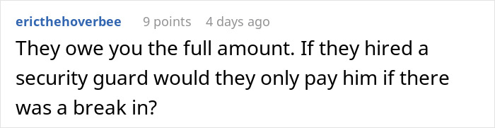 Screenshot of a comment discussing payment issues after a baby falls asleep during babysitting.