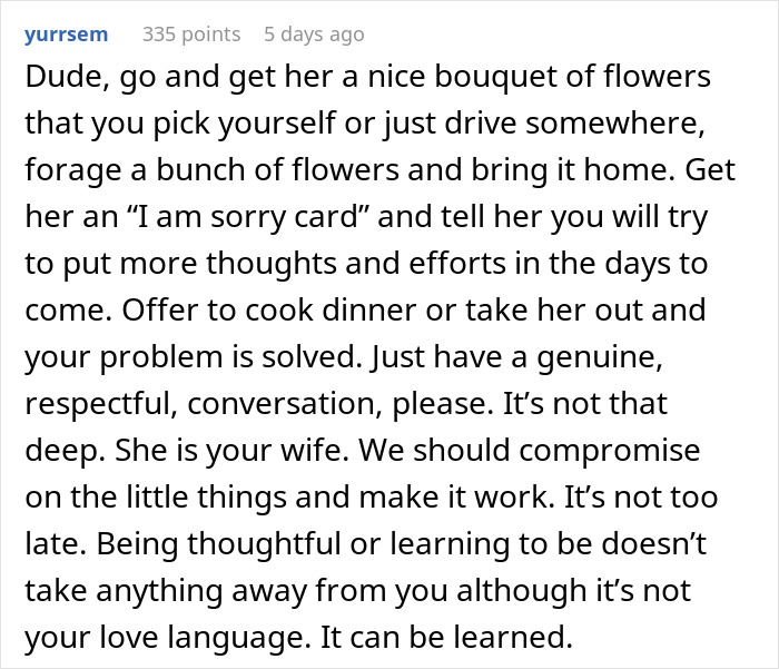 Alt text: Man asks how to make her feel what he feels after date leaves wife crying, getting a reality check on relationships.