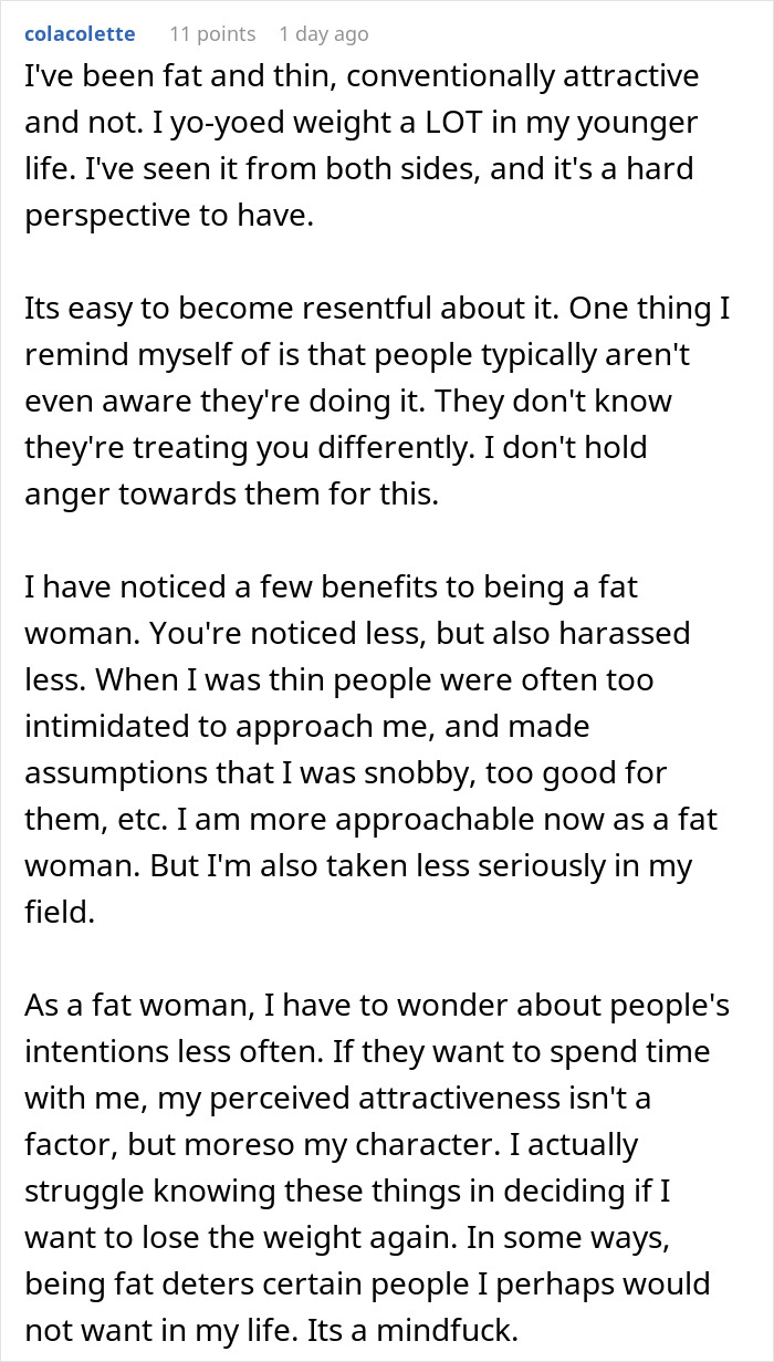 Alt text: Woman shares perspective on changes after losing pretty privilege and benefits of shifting attractiveness perception