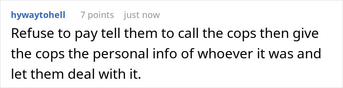 User comment discussing refusing to pay a bill and involving cops, related to millionaire running out before paying the bill.