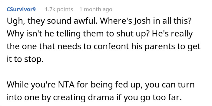 Screenshot of an online comment discussing helicopter parents treating a 29-year-old son&rsquo;s girlfriend like a nanny and planner.