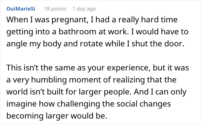 Text post discussing personal experience with body changes and social challenges after losing pretty privilege.