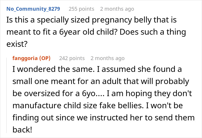 Online discussion about a weird pregnancy belly gift meant for a 6-year-old child causing mom&rsquo;s frustration over MIL&rsquo;s choice.