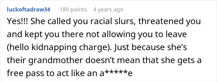 Screenshot of a comment discussing babysitter dyeing girls&rsquo; hair pink and grandmother&rsquo;s upset reaction online.