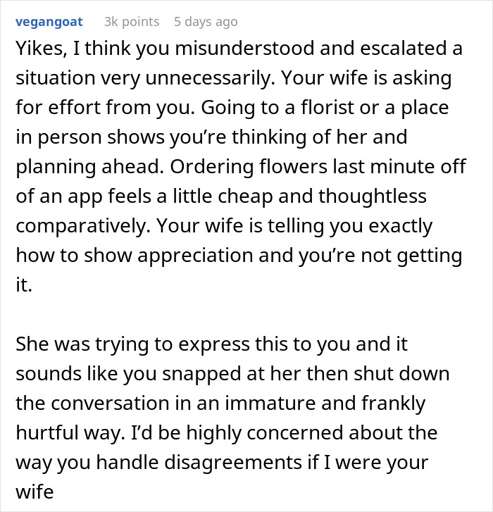 Text discussion about a man learning how to make his wife feel appreciated after a date leaves her upset.