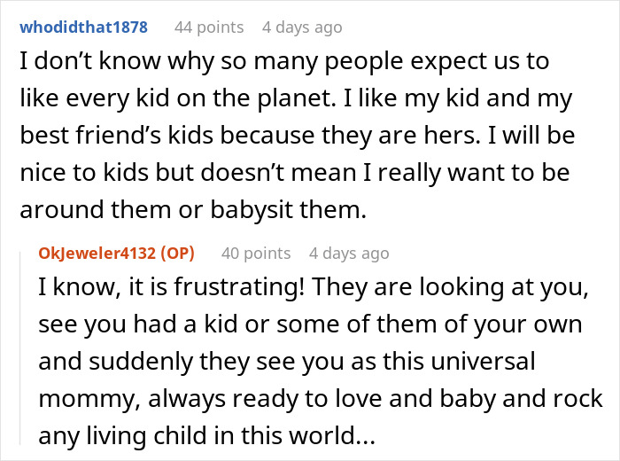 Text conversation about frustrations in treating brother&rsquo;s girlfriend&rsquo;s kids like own and expectations around babysitting.