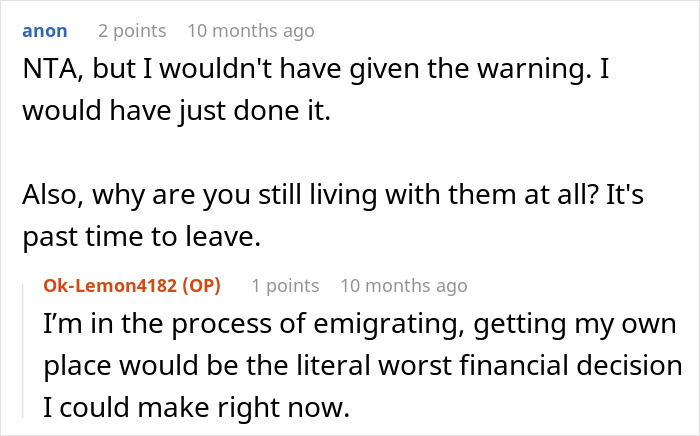 Reddit conversation discussing SIL&rsquo;s irresponsible parenting causing police threats and ongoing family drama.