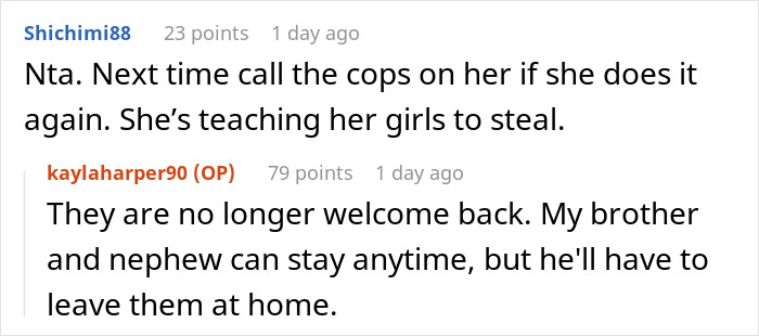 Screenshot of Reddit comments discussing the conflict about checking brother’s girlfriend’s bags before leaving. Screenshot of Reddit comments discussing the conflict about checking brother’s girlfriend’s bags before leaving.