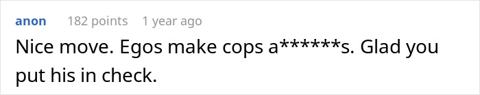 Comment on Reddit showing support for barista using decaf revenge to teach a rude trooper respect.