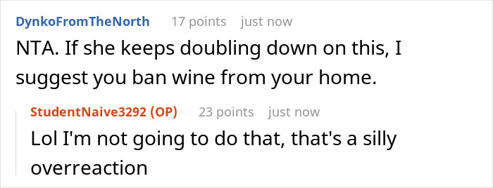 Screenshot of a Reddit conversation about a mom telling her SIL that eating ice cream every night complicates parenting. Screenshot of a Reddit conversation about a mom telling her SIL that eating ice cream every night complicates parenting.