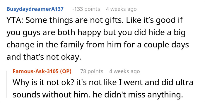 Woman surprises husband with pregnancy test as birthday gift, capturing his shocked reaction in a candid moment. Woman surprises husband with pregnancy test as birthday gift, capturing his shocked reaction in a candid moment.