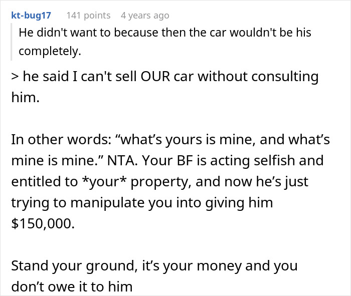 Woman wins $300k Jaguar while boyfriend of 2 months claims it should belong to both, causing conflict over the car ownership.