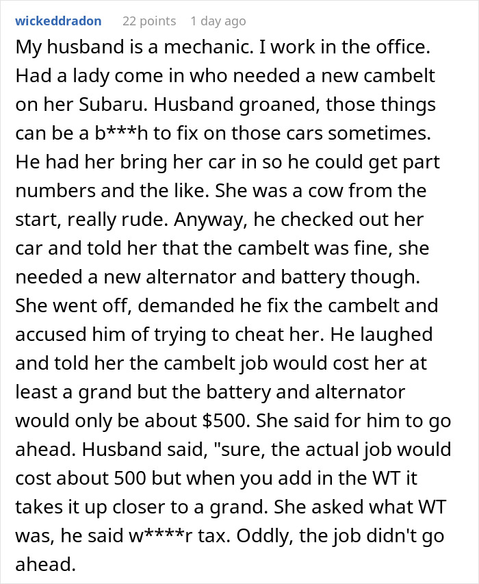 Alt text: Rude finger-snapping Karen treats engineer like a servant and regrets it when he quits his job.