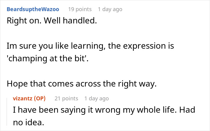Reddit conversation discussing a finger-snapping Karen treating an engineer like a servant and his decision to quit.