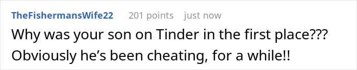 Comment text about a groom cheating and causing wedding drama after failing fianc&eacute;e's loyalty test.