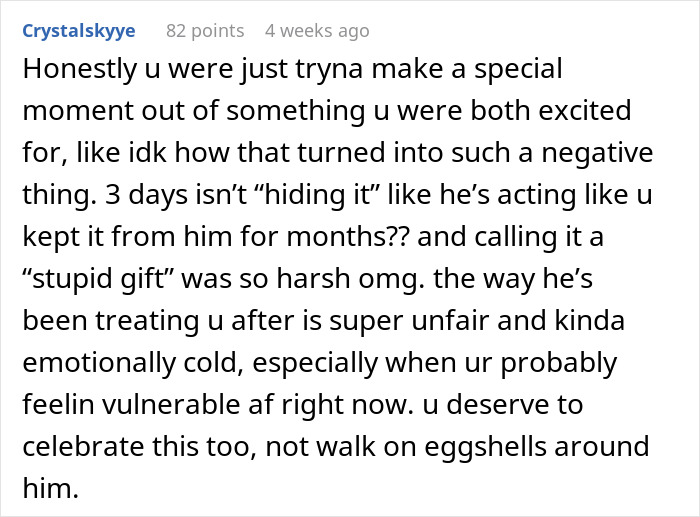 Woman surprises husband with pregnancy test as birthday gift, capturing his shocked and emotional reaction. Woman surprises husband with pregnancy test as birthday gift, capturing his shocked and emotional reaction.
