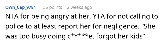 Screenshot of a Reddit comment discussing anger and neglect involving an 18-year-old caring for two kids after sister&rsquo;s broken promise.