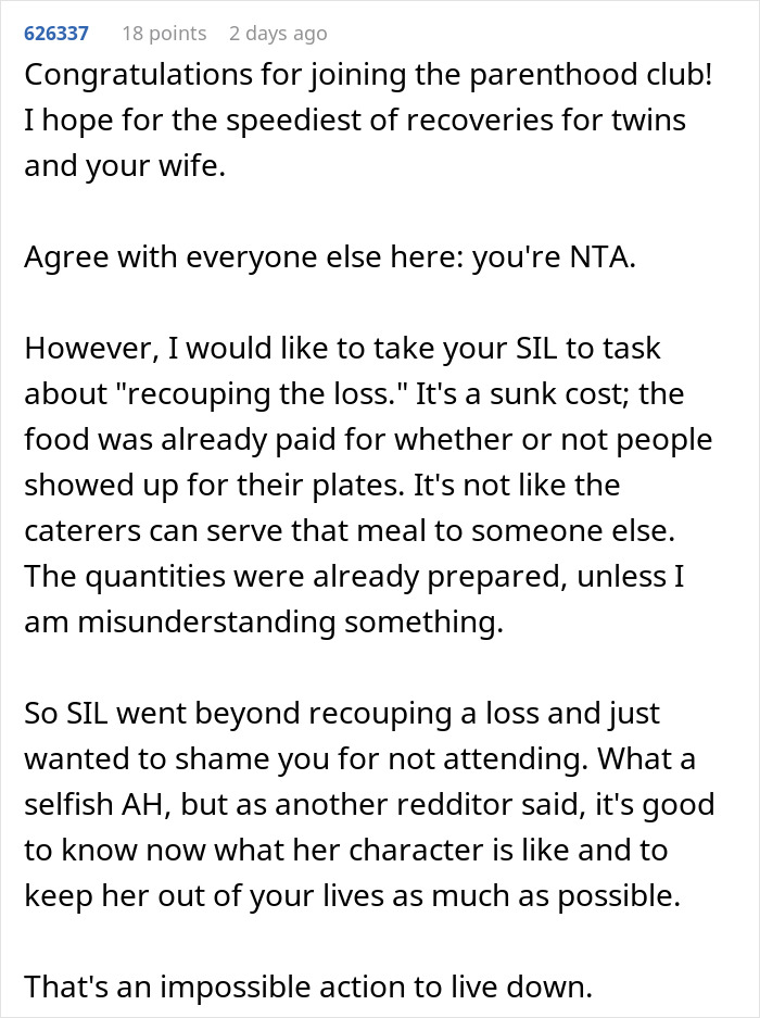 Screenshot of a Reddit comment discussing posting screenshots of SIL's texts online and making her look bad in a family dispute.