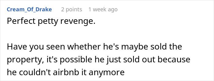 Screenshot of a Reddit comment discussing petty revenge after an Airbnb host tries to increase the price last minute.