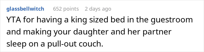 Comment about a guy prioritizing his miniature wargaming studio over his daughter and her fianc&eacute;&rsquo;s comfort and sleeping arrangements.