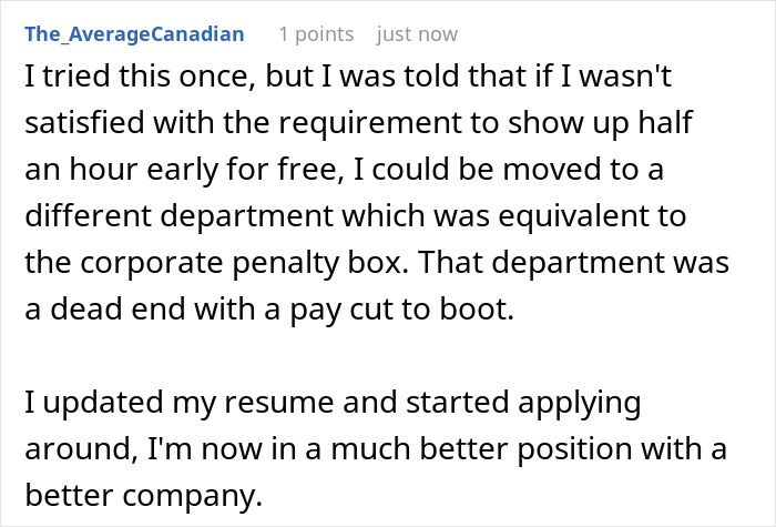 Screenshot of a forum post discussing a boss obsessed with punctuality and an employee&rsquo;s clever workaround to avoid penalties.