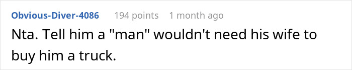 Screenshot of online advice forum showing a woman seeking advice on talking sense into husband about an irresponsible manly purchase.