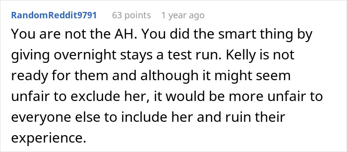 Reddit comment explaining why a woman refusing to take sister&rsquo;s kid on trips is not being a jerk.