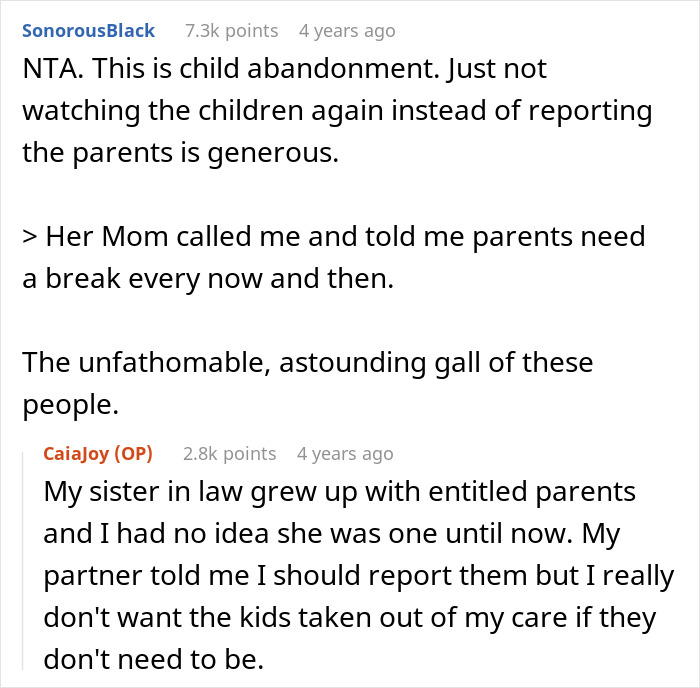 Reddit comments discussing aunt’s unexpected babysitting nightmare after agreeing to watch sister-in-law’s kids briefly. Reddit comments discussing aunt’s unexpected babysitting nightmare after agreeing to watch sister-in-law’s kids briefly.