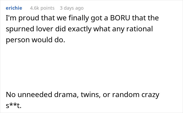 Comment on a post about a husband getting jealous over the girl he led on, highlighting drama-free reactions at a wedding.