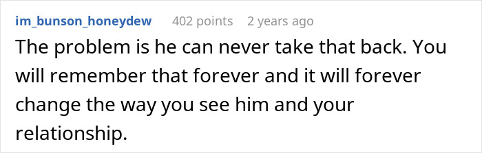 Screenshot of a Reddit comment discussing a man admitting he found his wife repulsive on their first date.