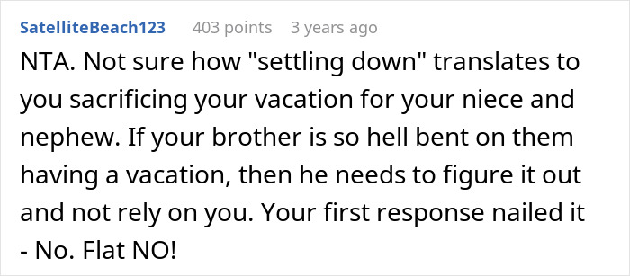 Guy Refuses To Change Travel Plans To Accommodate Brother’s Kids, Family Drama Ensues Guy Refuses To Change Travel Plans To Accommodate Brother’s Kids, Family Drama Ensues
