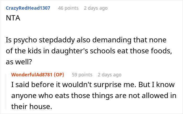 Dad refuses to change kids&rsquo; diet for ex&rsquo;s new husband, impacting custody and children's eating habits.