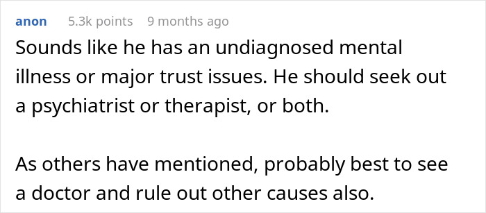 Text comment discussing mental illness and the importance of seeking medical help for a heartbreaking cancer diagnosis.
