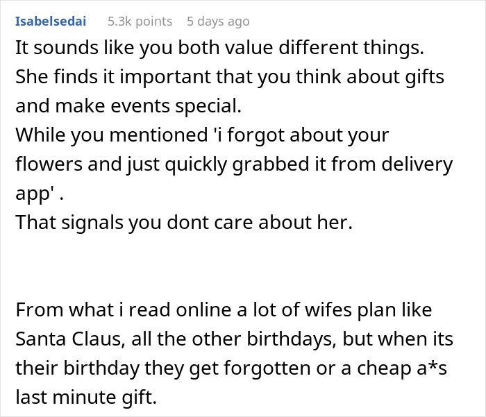 Reddit comment discussing how a man&rsquo;s actions on a date signal he doesn&rsquo;t make his wife feel valued or loved.