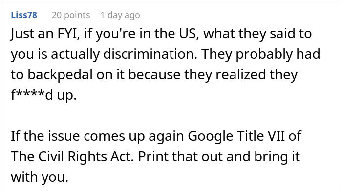 Comment explaining US discrimination laws and Title VII of the Civil Rights Act related to religious symbols in HR policies. Comment explaining US discrimination laws and Title VII of the Civil Rights Act related to religious symbols in HR policies.