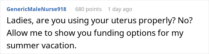 Screenshot of an online comment discussing funding requests from a distant cousin for a wedding due to being single with no kids.