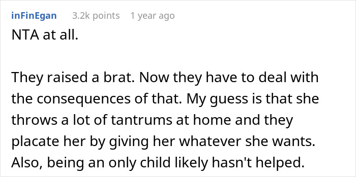 Comment discussing sister refusing to take niece on trips, debating if that makes her a jerk in family travel disputes.