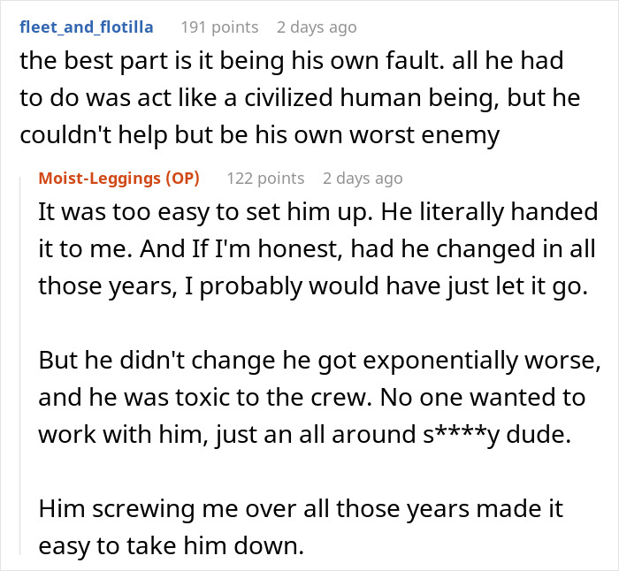 Reddit users discuss a guy getting satisfying revenge 20 years later after a toxic friend messed with him. Reddit users discuss a guy getting satisfying revenge 20 years later after a toxic friend messed with him.