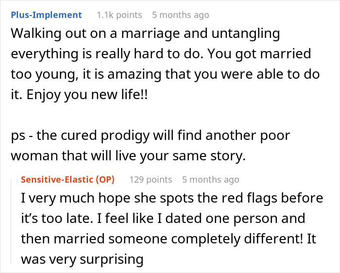 Alt text: Reddit comments discussing a woman selling everything for a cross-country move and her husband&rsquo;s failure and public shaming.