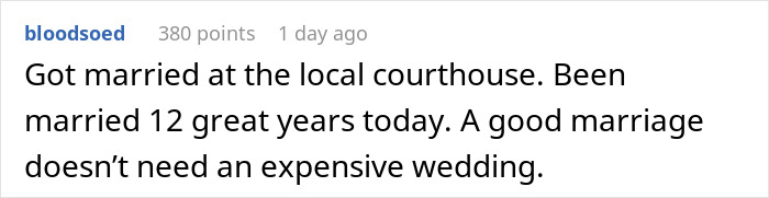 Text post about marriage and wedding costs, mentioning good marriage without needing an expensive wedding or funding requests.