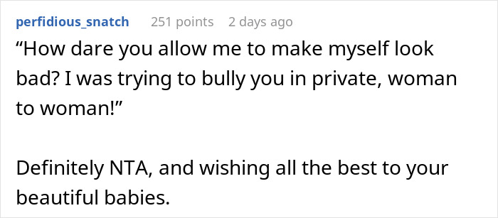 Screenshot of an online comment discussing posting screenshots of SIL's texts and making her look bad in a family dispute.