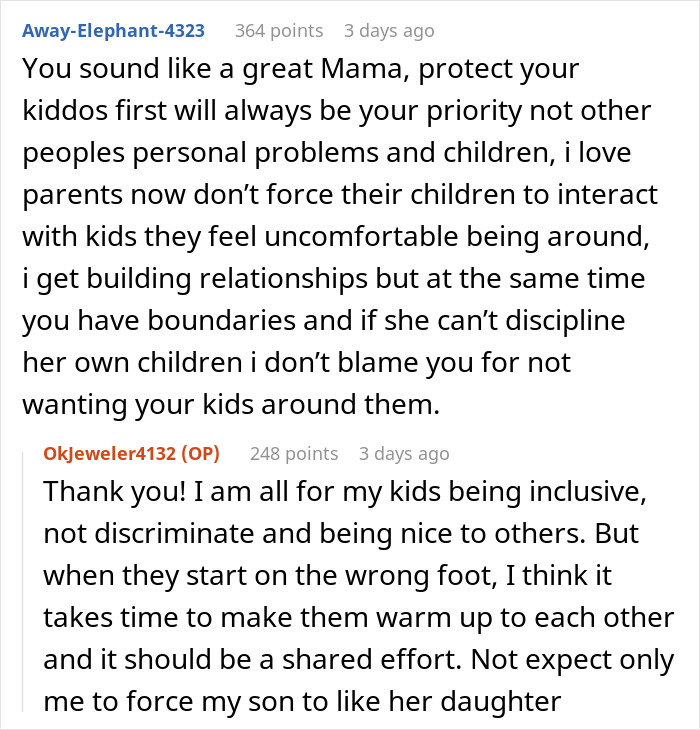 Commenter discussing setting boundaries for treating stepchildren versus biological kids in a family relationship conflict.