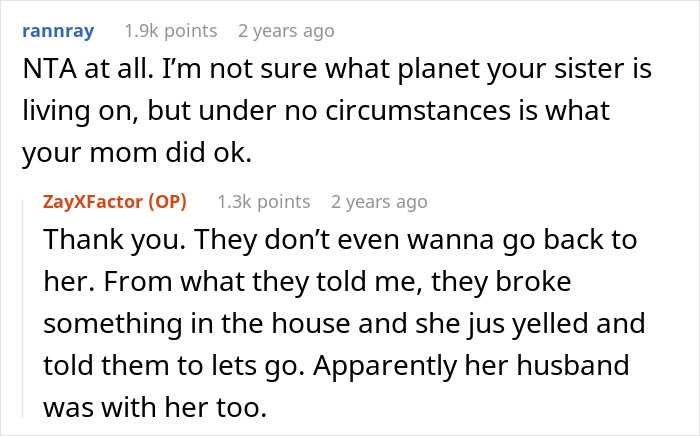 Reddit comments discussing a man finding out his mom left his little sisters at his empty house and calling CPS.