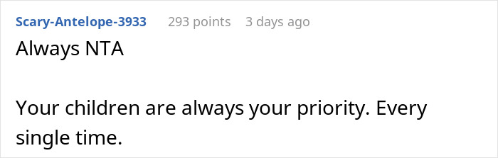 Reddit comment discussing boundaries in treating brother&rsquo;s girlfriend&rsquo;s kids versus own children in a family dispute thread.