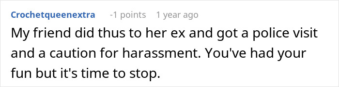 Comment about a horrible stepmom left furious and blocked after woman gives her what she deserves, mentioning harassment caution.