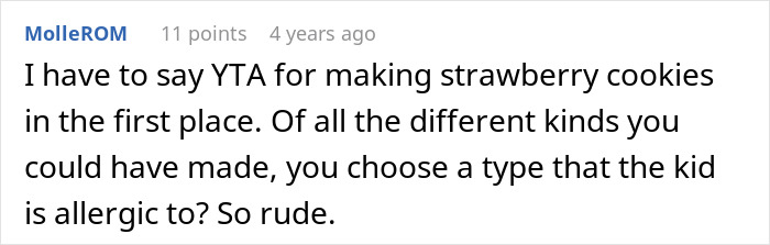 Screenshot of a forum comment discussing refusal to pay medical bills after a roommate&rsquo;s son had an allergic reaction.