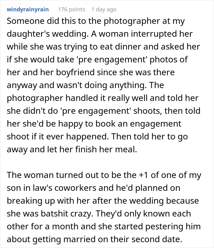 Entitled mom interrupts photographer at wedding, demanding free photos of her kids during couple&rsquo;s photoshoot.