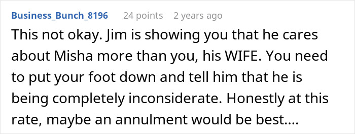 Screenshot of a forum comment advising to confront a jealous husband over the girl he led on for years.