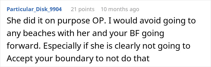 Woman feels betrayed as her mother goes topless in front of her boyfriend, causing tension and boundary issues. Woman feels betrayed as her mother goes topless in front of her boyfriend, causing tension and boundary issues.